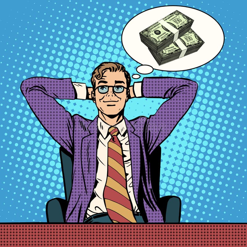 Man dreams about money vector illustration Man dreams about money vector illustration