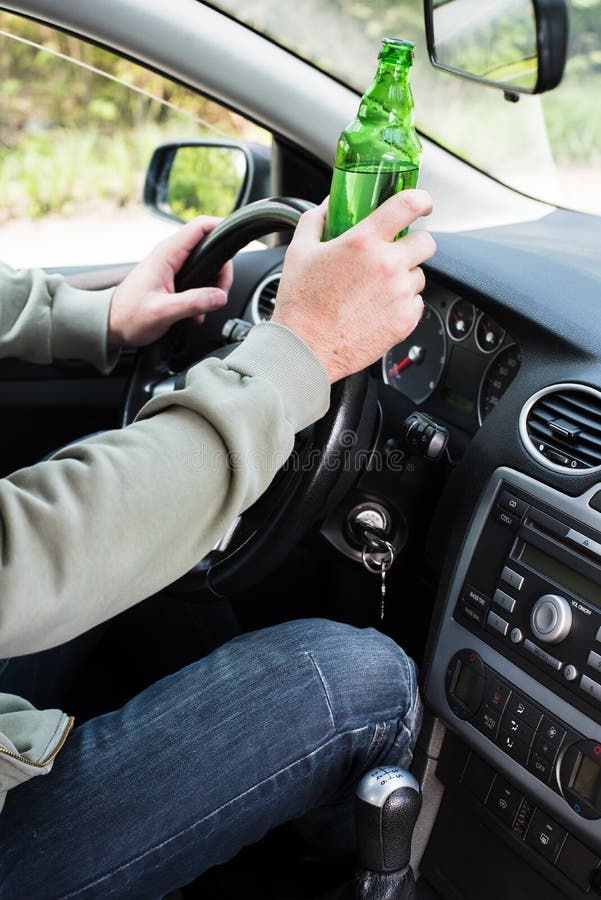 Man Drinking Alcohol in the Car. Stock Image Image of depresion