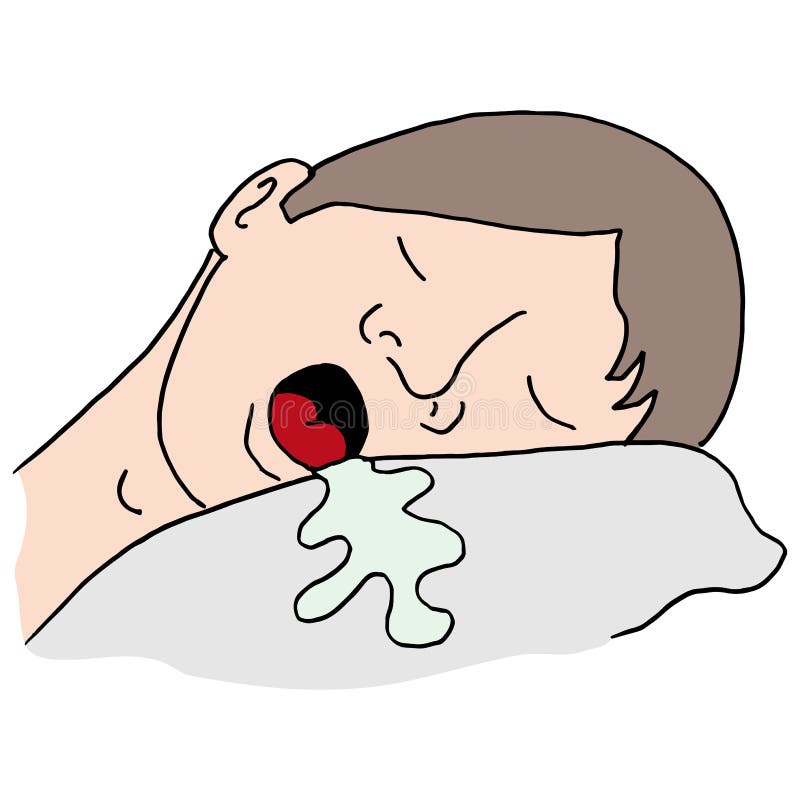 Man drooling on his pillow stock vector. Illustration of saliva - 70248153