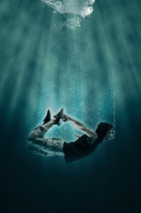 Man is Drowning Under Water Stock Photo - Image of ocean, necklace ...