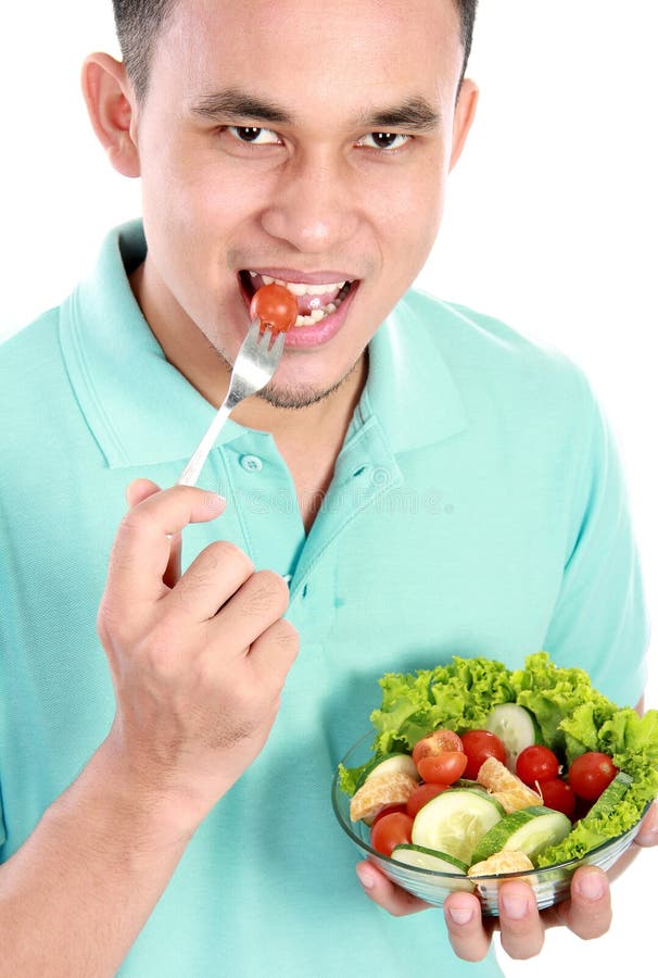 Man eating salad stock photo. Image of isolated, lifestyle - 28151984