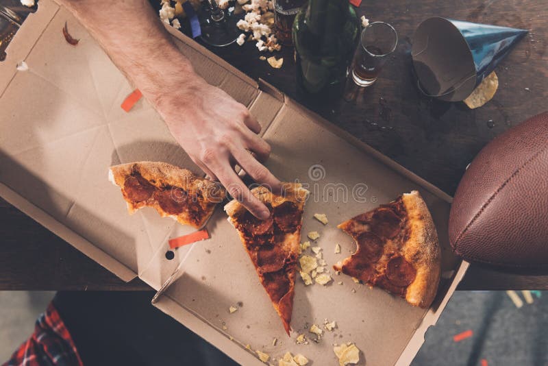 Friends Have Pizza Party at Home, Fun Leisure Stock Image - Image of slice,  friendship: 91951315