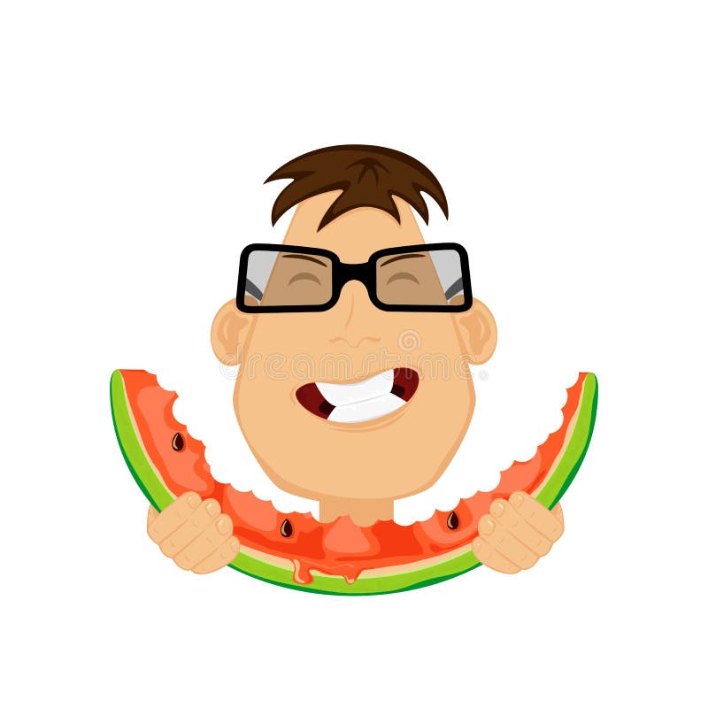 Cartoon Man Eating Watermelon Stock Illustration Illustration of happiness, cheerful 38241995