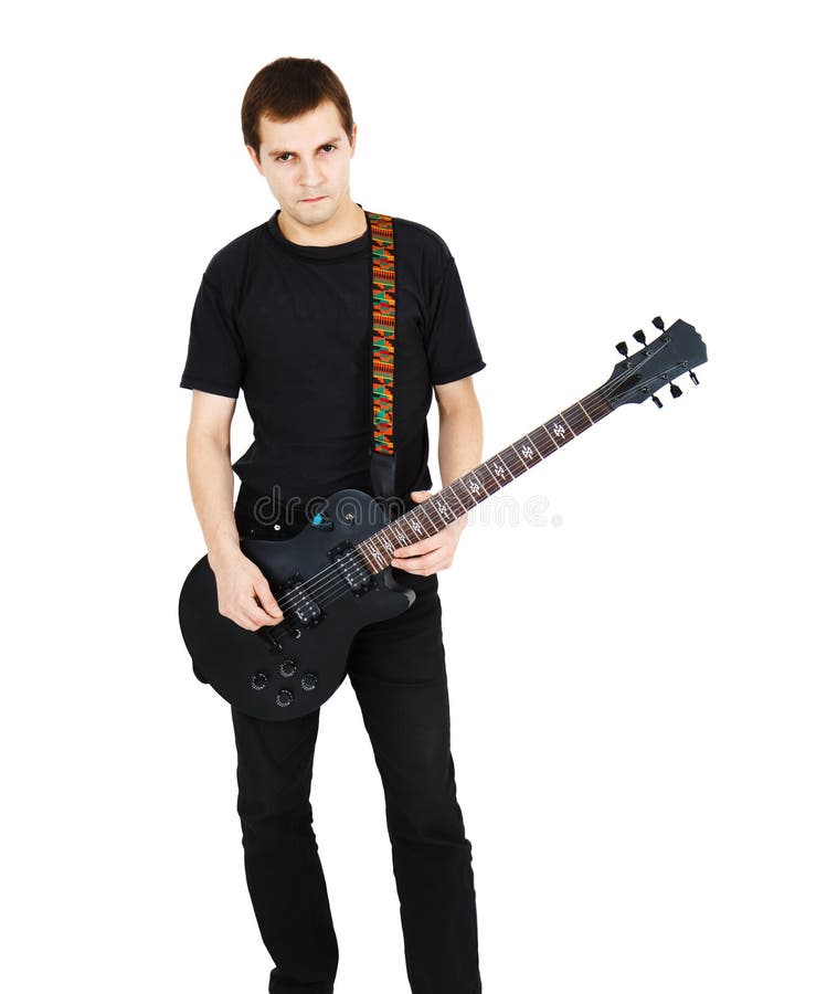 Man with an Electric Guitar Stock Image Image of young, player 37084115