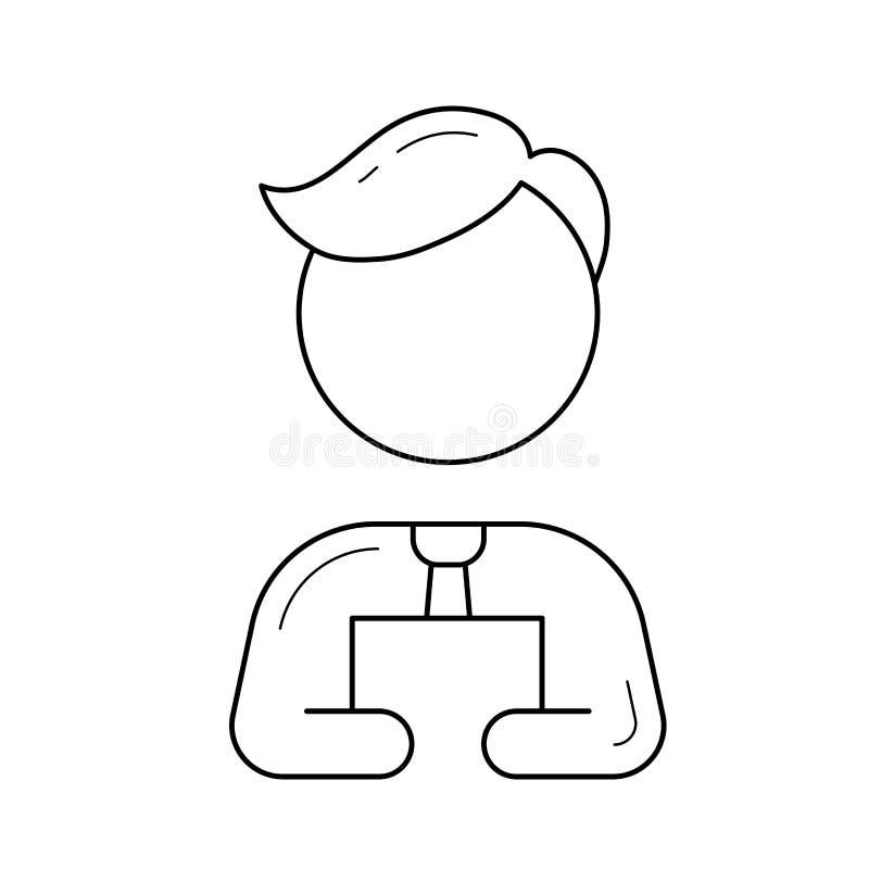Man with electronic tablet vector line icon. stock illustration