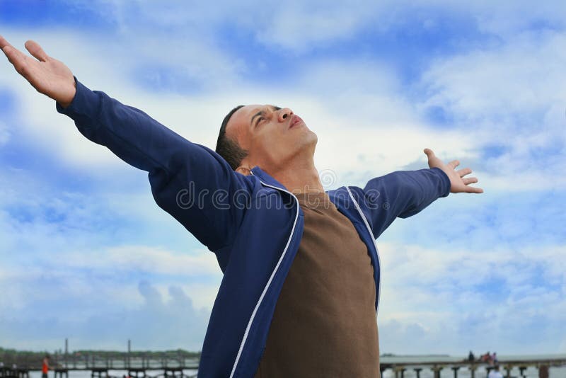 Man enjoy the freedom at beach