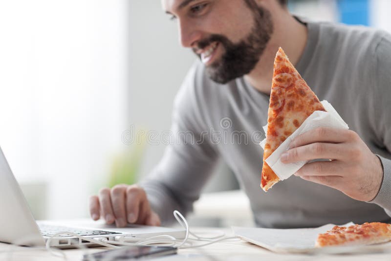 Man Enjoying His Lunch Break Stock Image - Image of ready, meal: 76617757