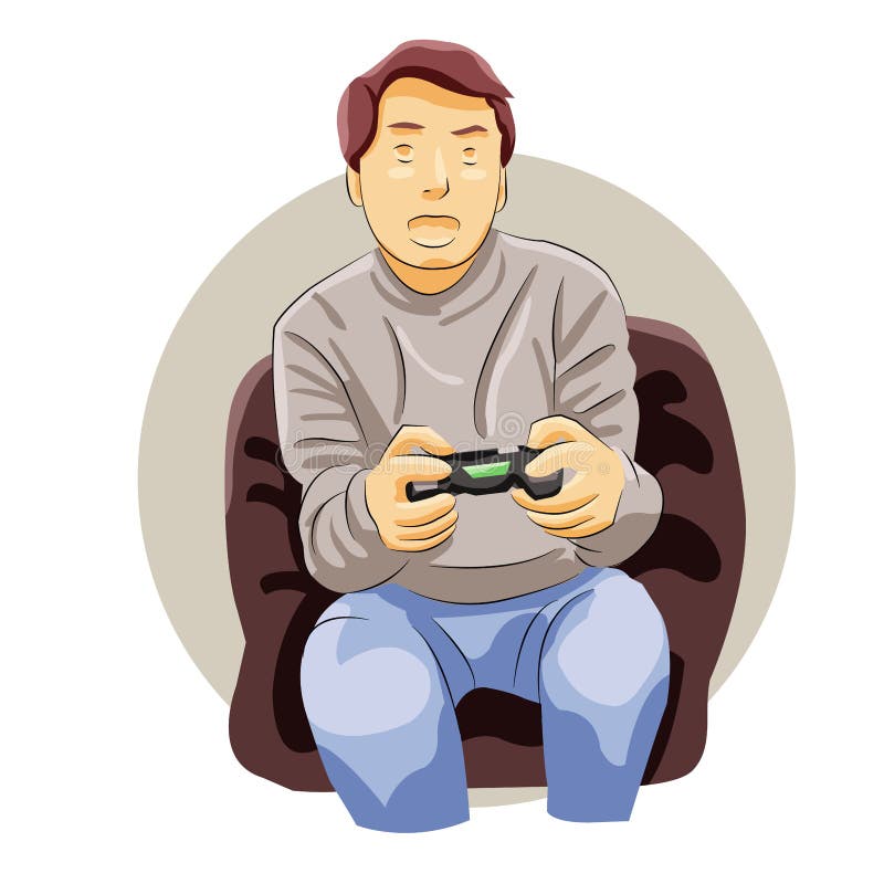 Man excited hold controller playing video game console,smiling and focus