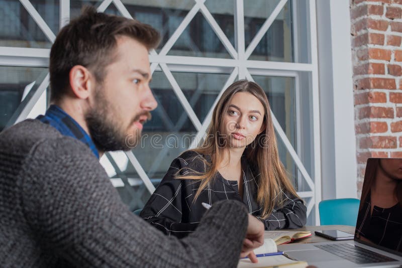 Man executive director having conference with staff, sitting in office royalty free stock photography Man executive director having conference with staff, sitting in office royalty free stock photography