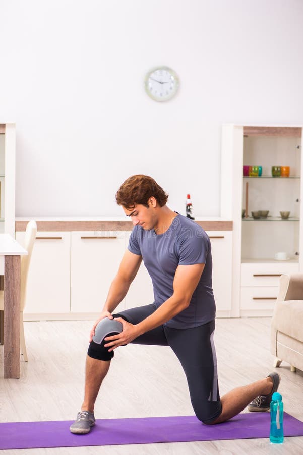 The Man Exercising for Knee Injury Recovery Stock Image Image of bone