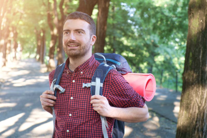 Man exploring nature of the city stock photo