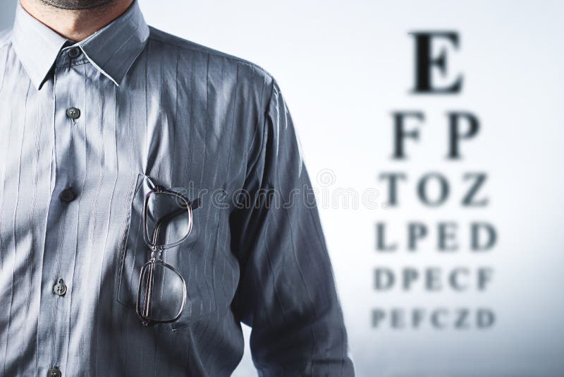 Man with Eyeglasses. Eye Chart Stock Image Image of focus, vision