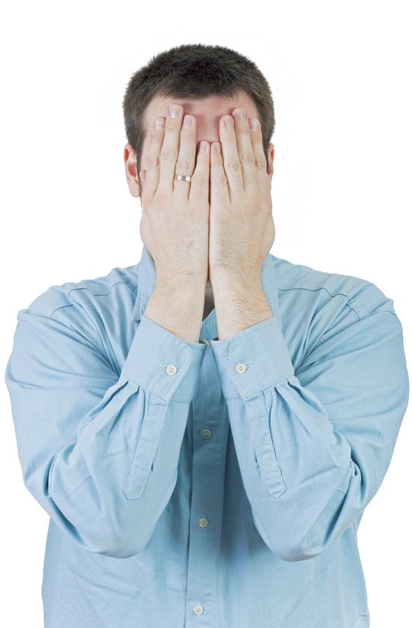 Man with Eyes Closed with His Hands Stock Image Image of pressure