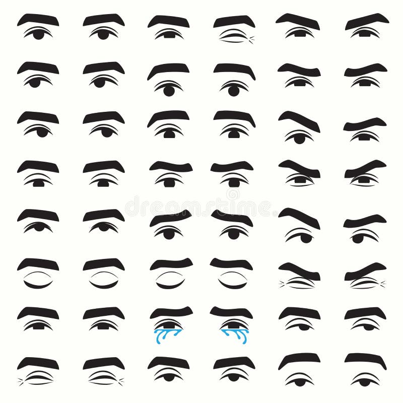 Free Man Eyes Expressions, Set Of Eyes Emotion, Stock Photography - 104717272