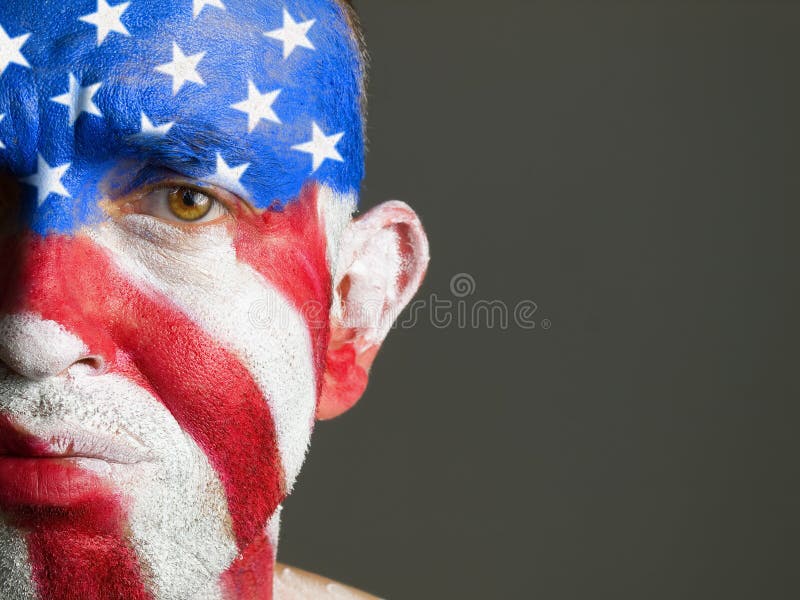 Man Face Flag of USA, Sad Expression Stock Image Image of america
