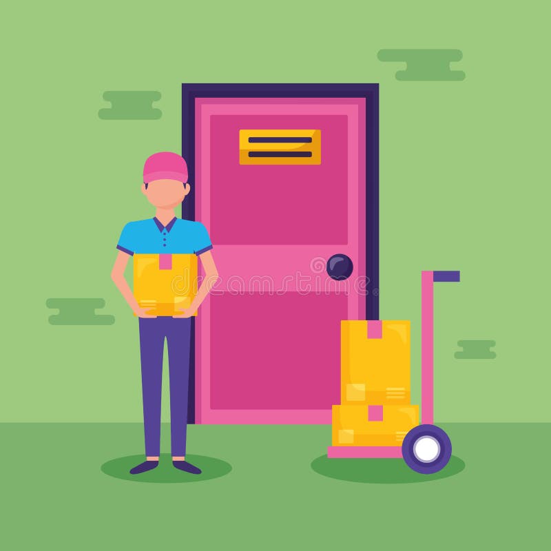 Man fast delivery stock illustration. Illustration of food 146582752