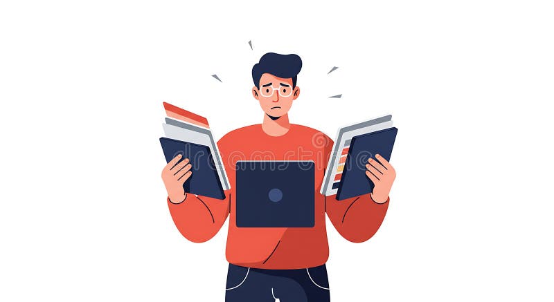 Overwhelmed by Information vector illustration