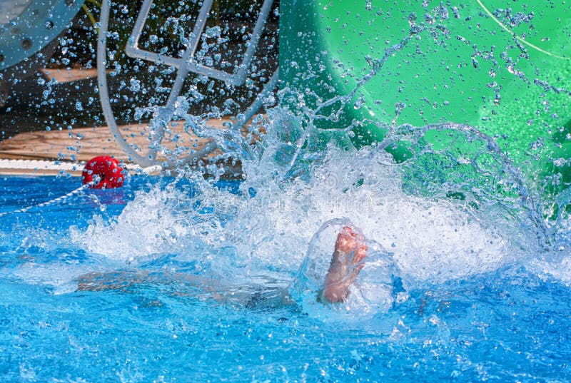 The Man Fell into the Pool. Lots of Splashes Stock Photo Image of