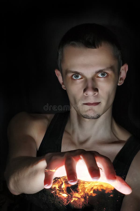 Man fireball royalty free stock images