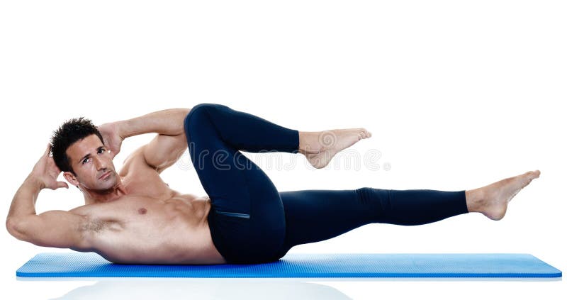 Man fitness pilates exercices isolated