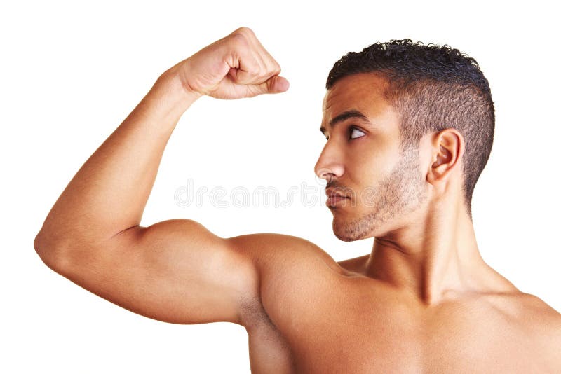 Man Flexing His Arm Muscles Stock Photo - Image of look, male: 12966966