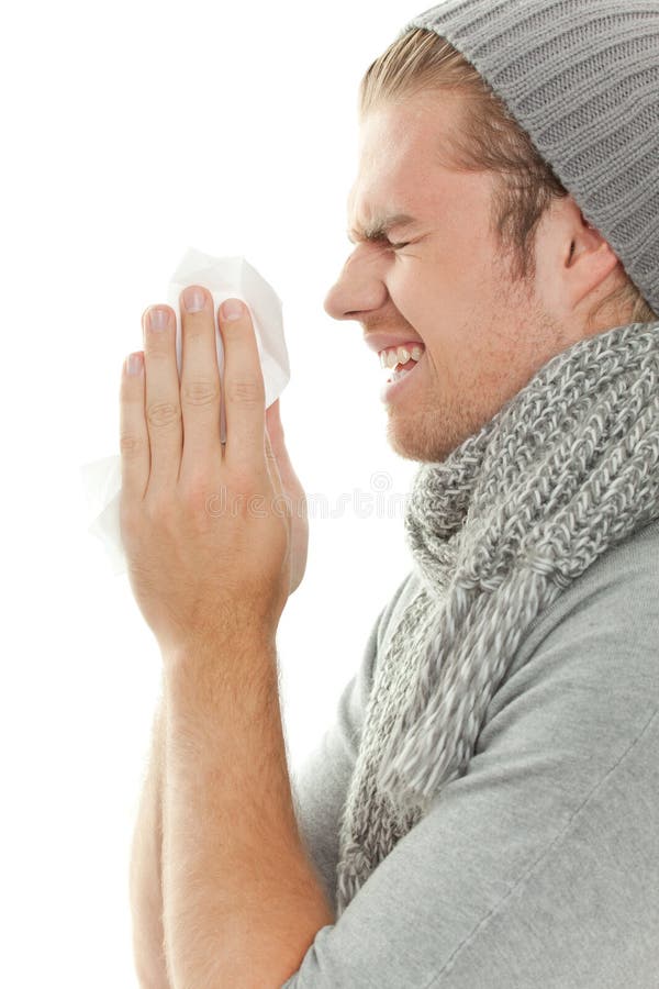 Man with flu and tissue