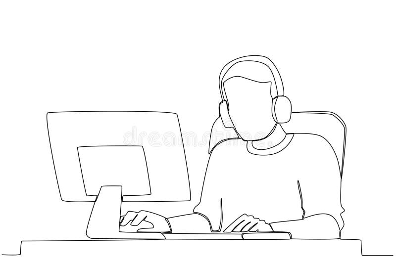 Premium Vector  A boy playing online games using a headset and cellphone online  gaming oneline drawing