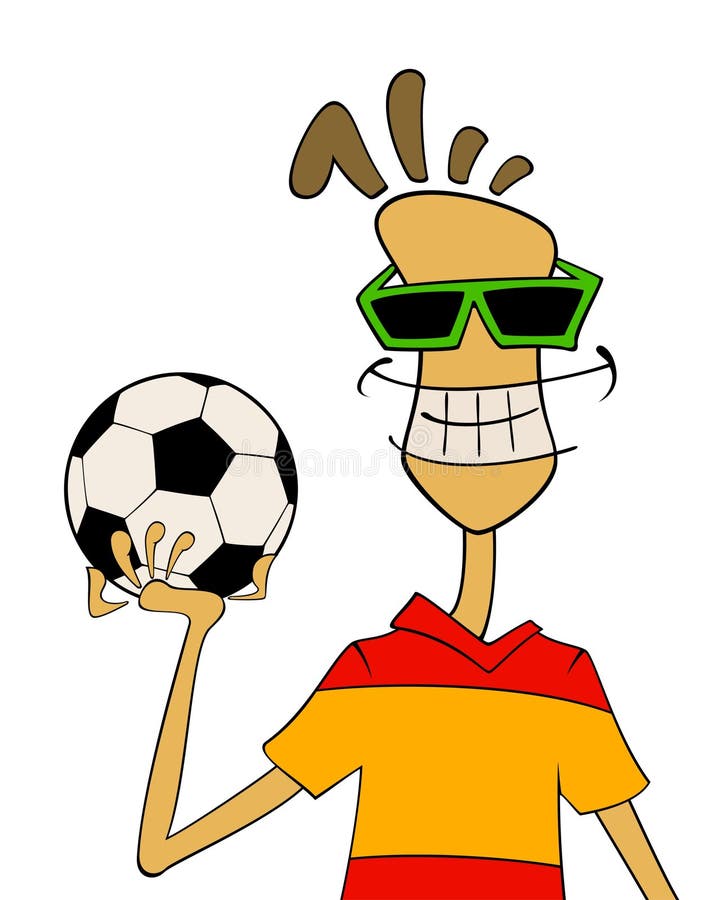 Cartoon Athletic Man Plays Football Stock Vector - Illustration of ...