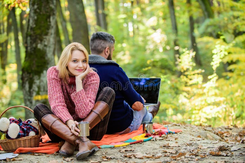 Man freelance worker internet addicted gamer with laptop forest. Internet addicted husband. Working on fresh air stock images Man freelance worker internet addicted gamer with laptop forest. Internet addicted husband. Working on fresh air stock images