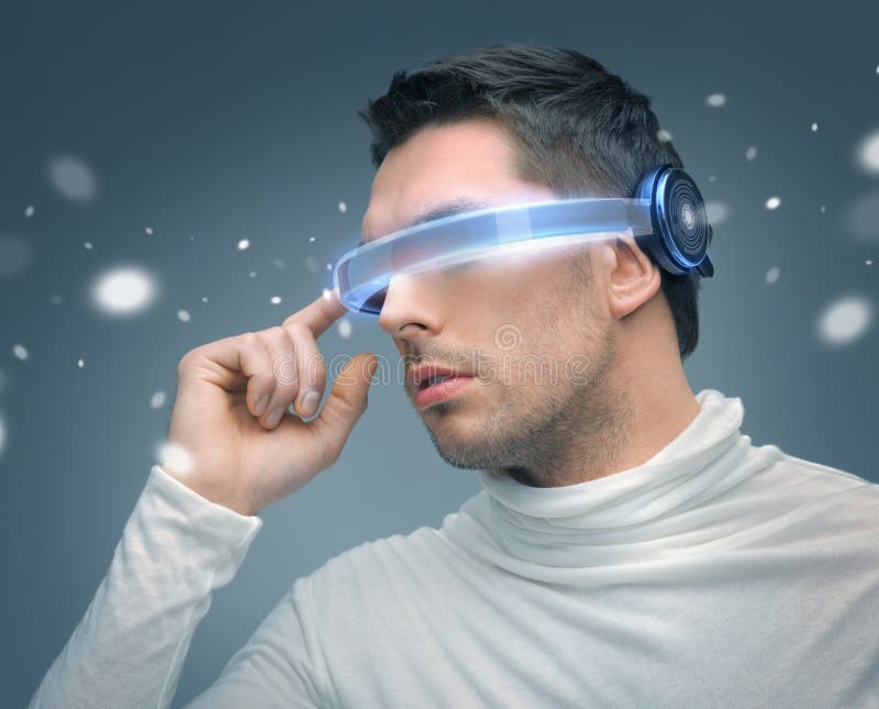 Man With Futuristic Glasses Stock Image Image Of Nano Cute 36829067