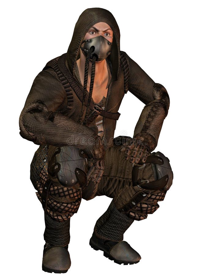 Man with gas mask stock illustration