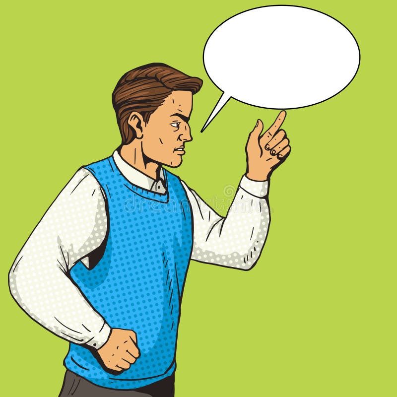 Man gesturing and argues pop art vector stock illustration Man gesturing and argues pop art vector stock illustration