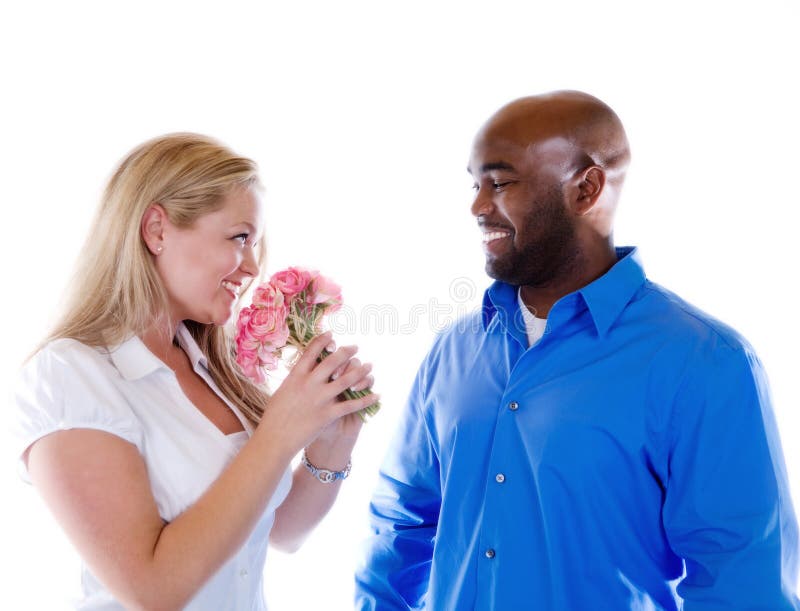 Man giving Flowers stock photo. Image of american, blue 11664092