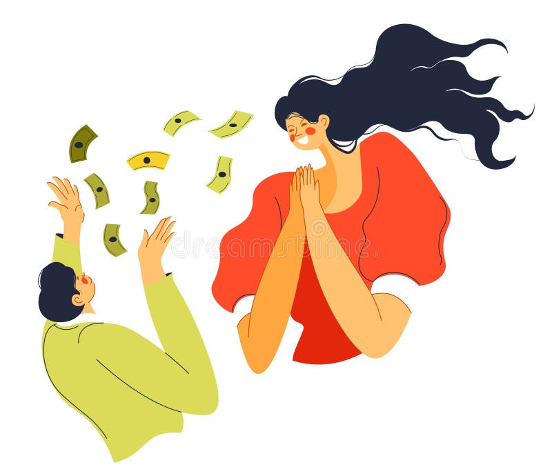 Man Giving Money To Woman Boyfriend and Girlfriend Stock Vector