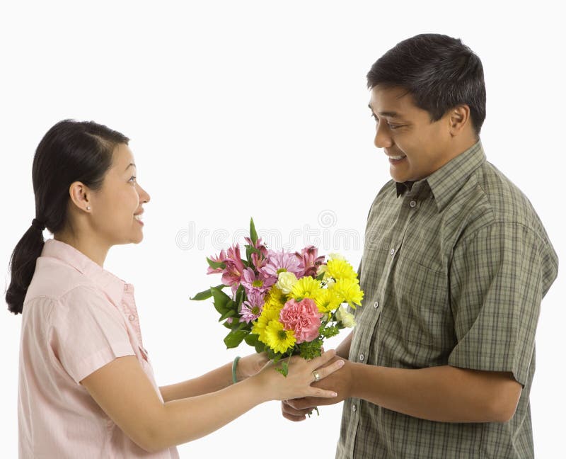 Woman with flowers. stock photo. Image of adult, orchid 3181522