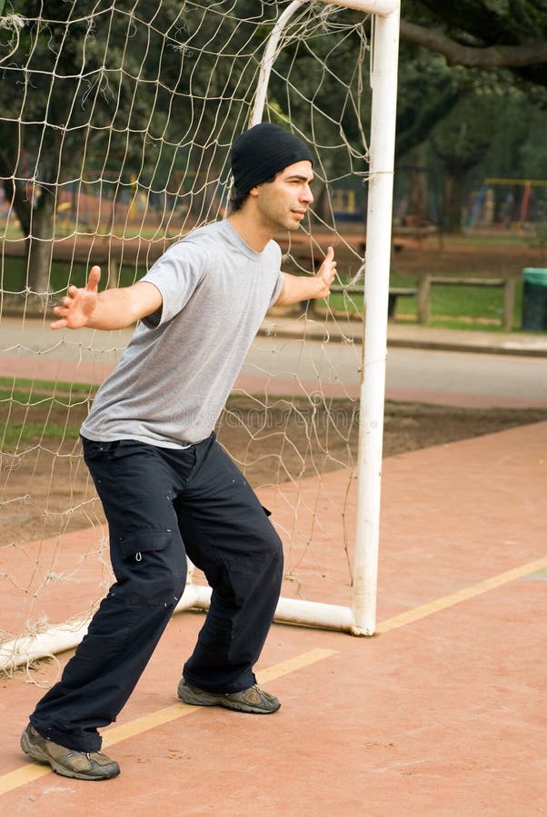 Man In Goalie Box Vertical Picture. Image 5579468