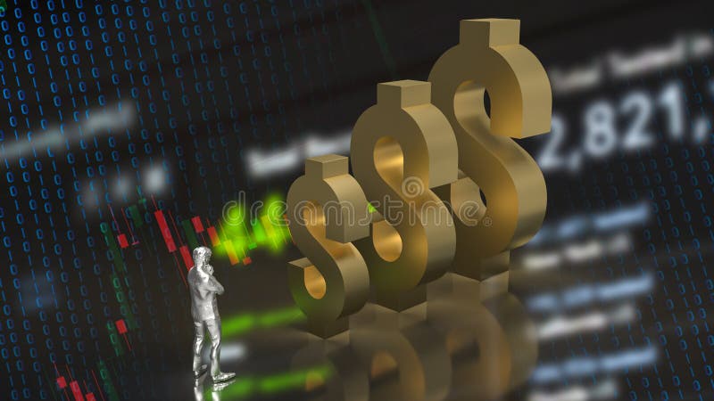 The Man and Gold Dollar Symbol for Business Concept 3d Rendering Stock The Man and Gold Dollar Symbol for Business Concept 3d Rendering Stock