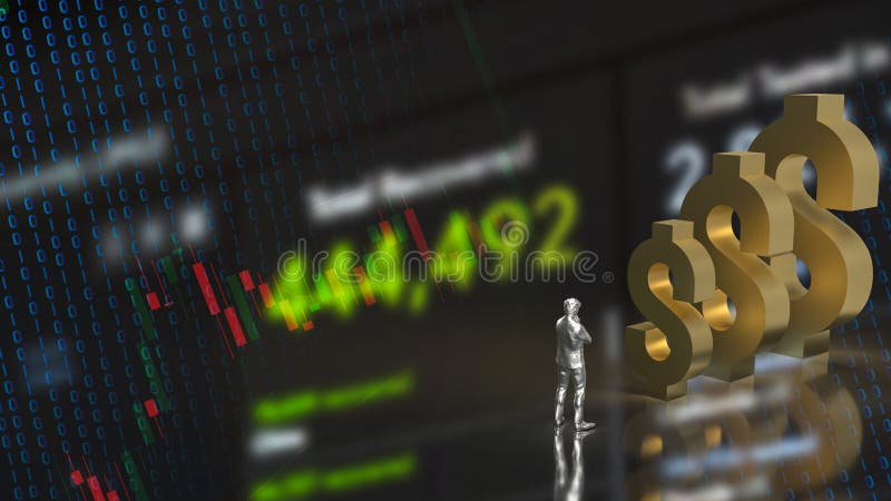 The Man and Gold Dollar Symbol for Business Concept 3d Rendering Stock The Man and Gold Dollar Symbol for Business Concept 3d Rendering Stock