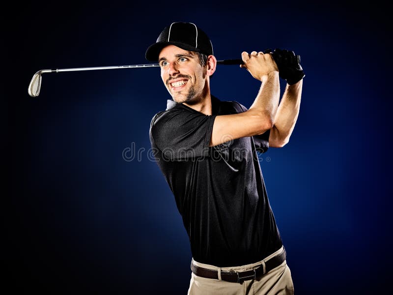 Man Golfer Golfing Isolated Stock Photo - Image of golfing, golf: 76468170