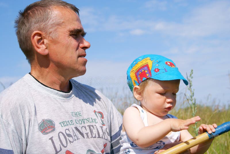 The man and the grandson fish