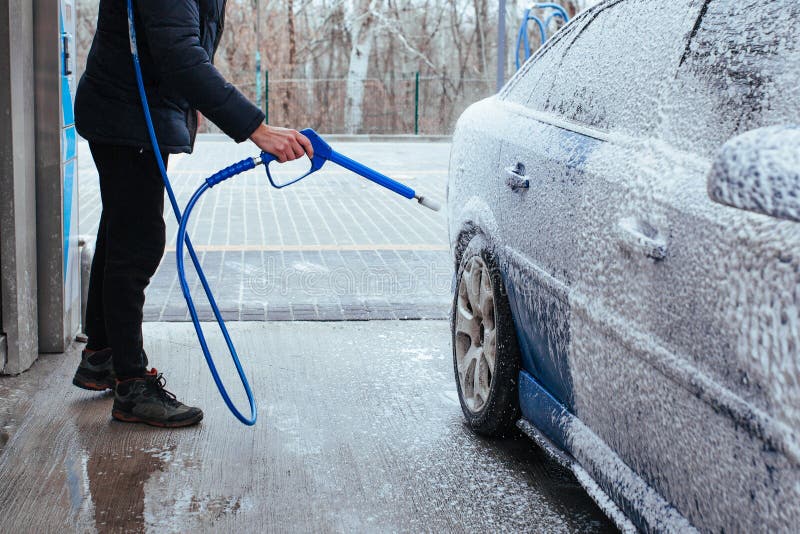 Car Wash Foam Water Or Cleaning At Home Stock Photo, Picture and Royalty  Free Image. Image 92363253.