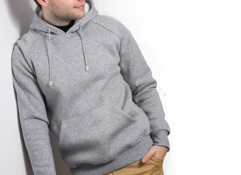 Download Man, Guy In Blank Grey Hoodie, Sweatshirt, Mock Up ...