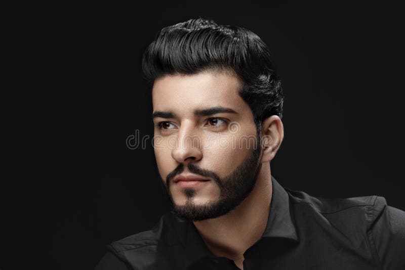 Man with Hair Style, Beard and Beauty Face Fashion Portrait Stock Image -  Image of fashion, gorgeous: 125032039