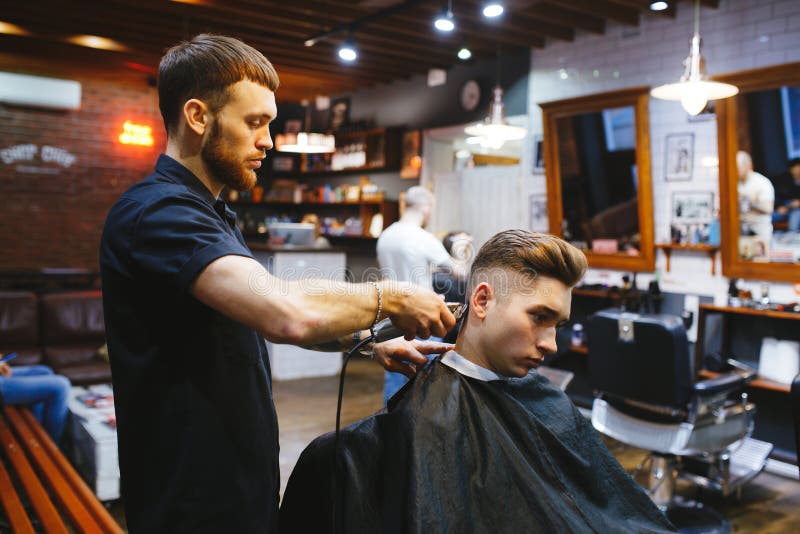 Man at the hairdresser. stock image. Image of happy, hairstyle - 82717795