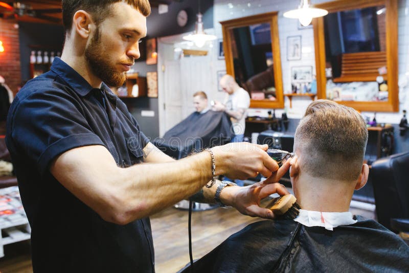 Man at the hairdresser. stock photo. Image of bangs, hairdresser - 82719540