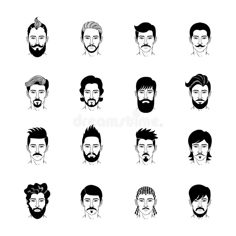 Man Hairstyle Icon Set stock vector. Illustration of goatee - 167257678