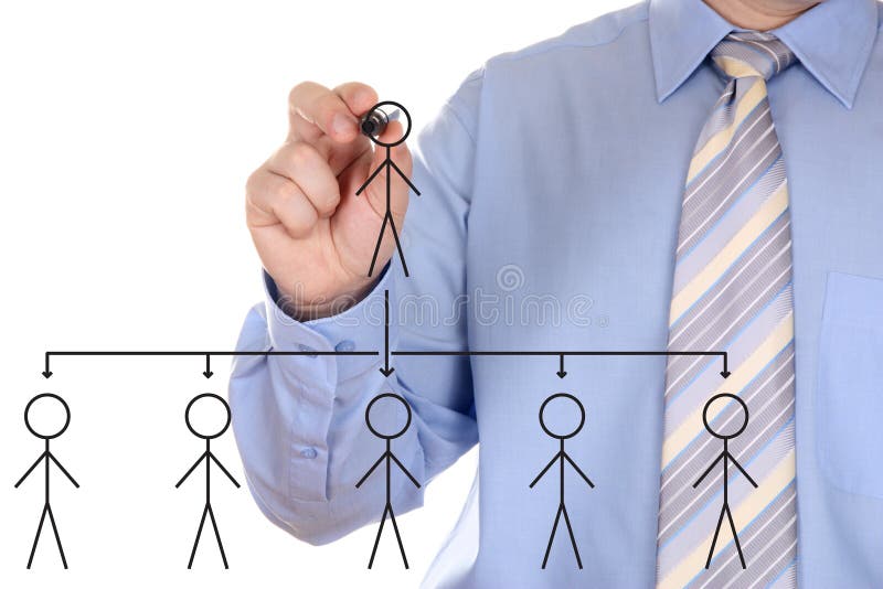 Man hand die een organisatiegrafiek trekt royalty-vrije stock foto Man hand die een organisatiegrafiek trekt royalty-vrije stock foto
