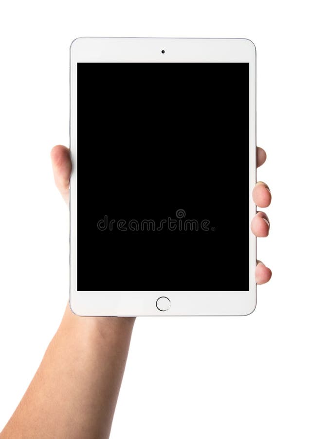 Man hand holding the iPad mini royalty free stock photography Man hand holding the iPad mini royalty free stock photography