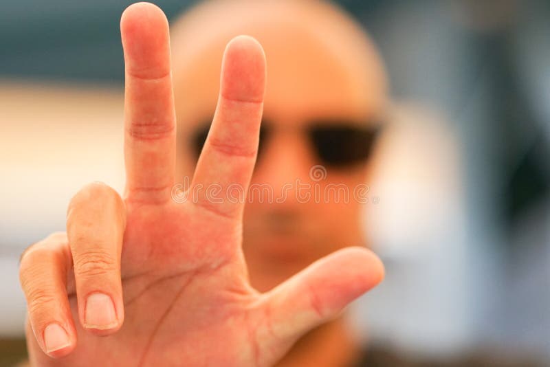 Man Hand Showing Three Fingers Stock Image Image of isolated