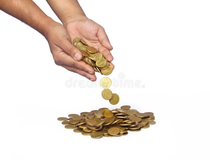 Man Hands With Gold Coins Stock Image Image 29743441